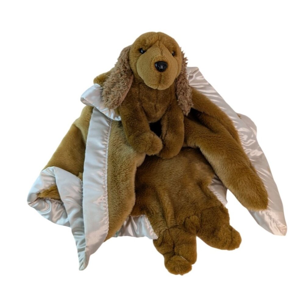 My Banky Kirby Cocker Spaniel Puppy Dog Brown Lovey Blanket 28" Satin Trim‎